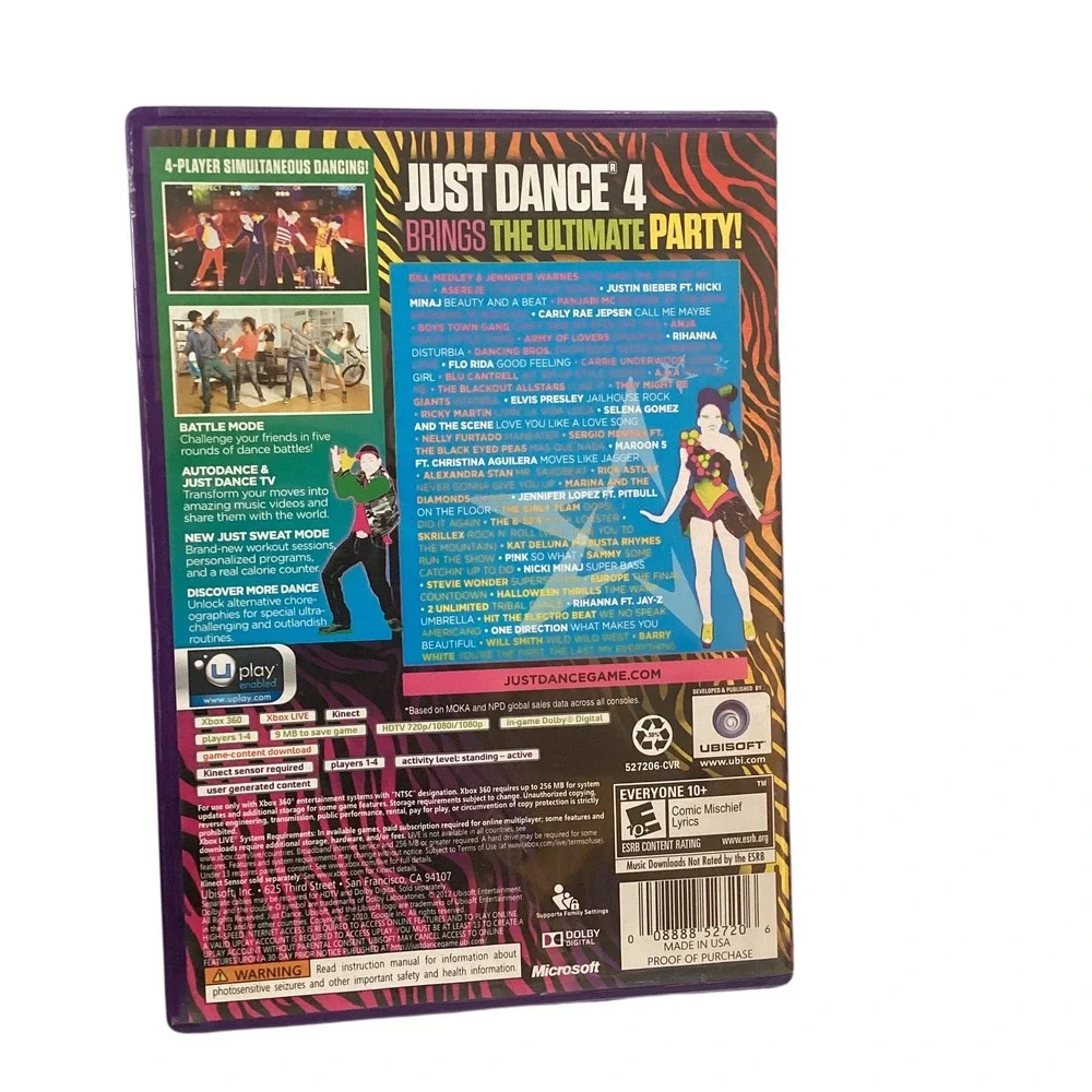 Xbox 360 Kinect Game Bundle Just Dance 4 and Dance Central 2-Disc Lot